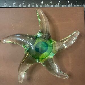 Emerald Glass Luck Starfish Sculpture